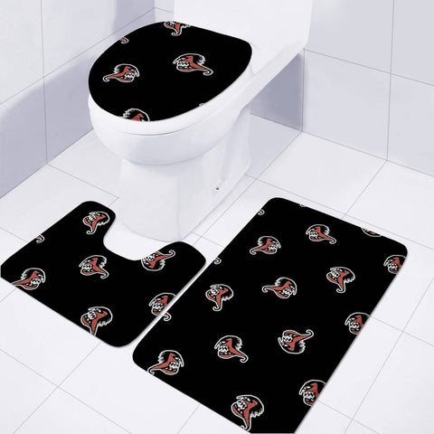 Image of Ugly Monster Fish Drawing Toilet Three Pieces Set