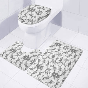 Grey And White Abstract Geometric Print Toilet Three Pieces Set