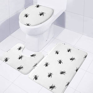 Housefly Drawing Motif Print Pattern Toilet Three Pieces Set