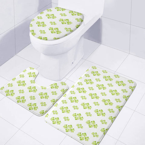 Image of Bright Leaves Motif Print Pattern Design Toilet Three Pieces Set