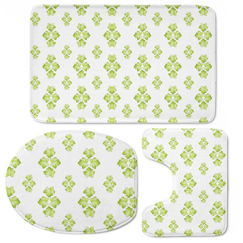 Image of Bright Leaves Motif Print Pattern Design Toilet Three Pieces Set