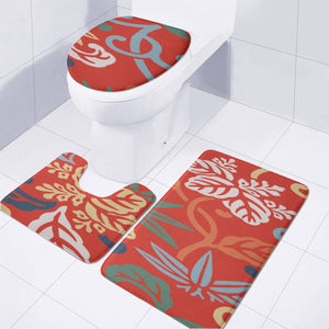 Japanese Floral Red Pattern Toilet Three Pieces Set