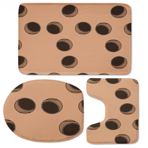 Image of Holes Brown Pattern Toilet Three Pieces Set