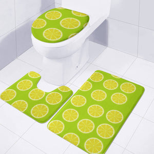 Lemon Halves Green Pattern Toilet Three Pieces Set