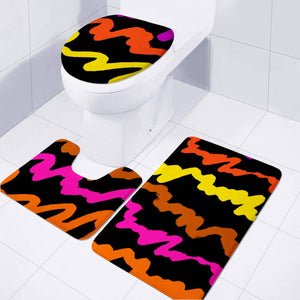 Multicolored Scribble Abstract Pattern Toilet Three Pieces Set