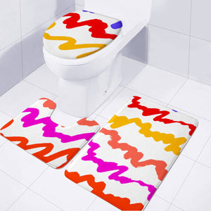 Multicolored Scribble Abstract Pattern Toilet Three Pieces Set