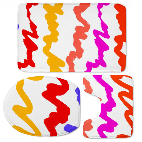 Image of Multicolored Scribble Abstract Pattern Toilet Three Pieces Set