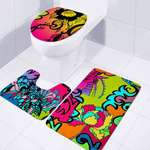 Multicolor Toilet Three Pieces Set