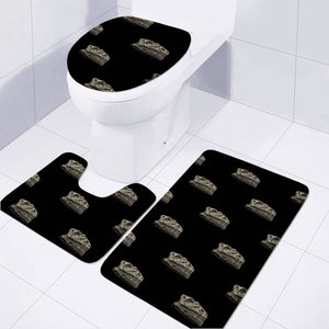 Dinosaur Skeleton Head Motif Pattern Toilet Three Pieces Set