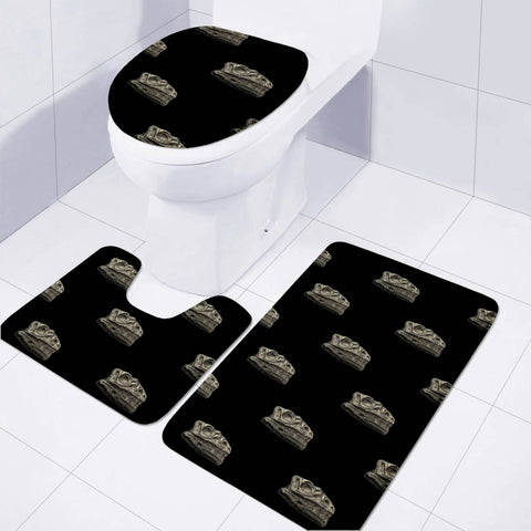 Image of Dinosaur Skeleton Head Motif Pattern Toilet Three Pieces Set