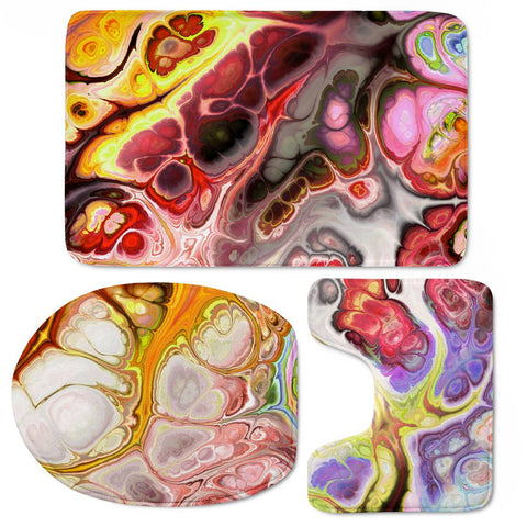 Image of Colorful Marble Design Toilet Three Pieces Set