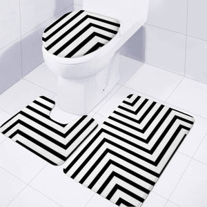 Black And White Line Steps Toilet Three Pieces Set