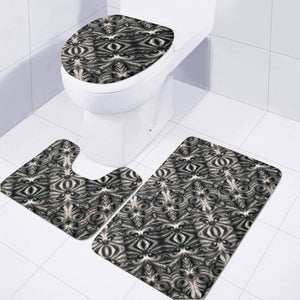 Modern Tribal Silver Ornate Pattern Print Toilet Three Pieces Set