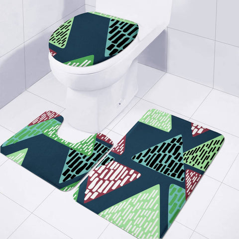 Image of Trendy Triangle Pattern Toilet Three Pieces Set