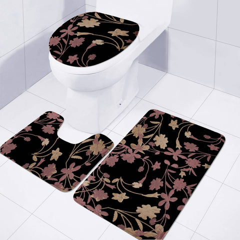 Image of Dark Floral Ornate Print Toilet Three Pieces Set