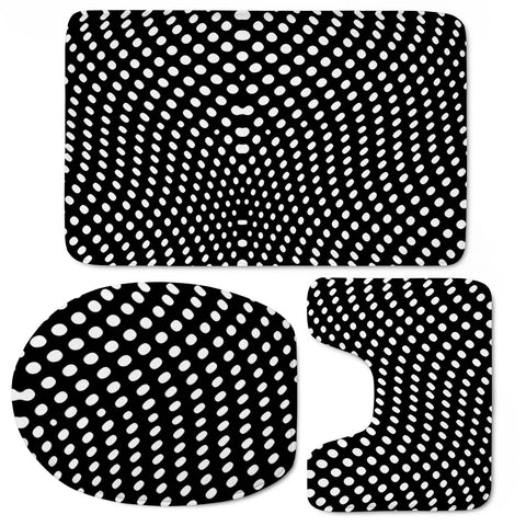 Image of Black And White Geometric Kinetic Pattern Toilet Three Pieces Set