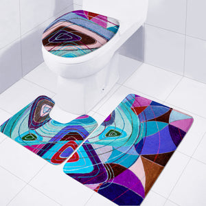 Abstract Modern Art On Coarse Linen Colored Toilet Three Pieces Set