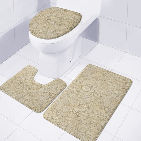 Image of Old Crochet Lace Pattern Beige - Photo Art Toilet Three Pieces Set