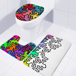 Gecko Reptiles Mosaic Half Multicolored 1 Toilet Three Pieces Set