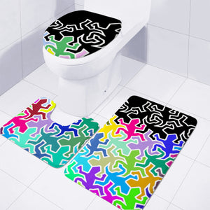 Gecko Reptiles Mosaic Half Multicolored 2 Toilet Three Pieces Set