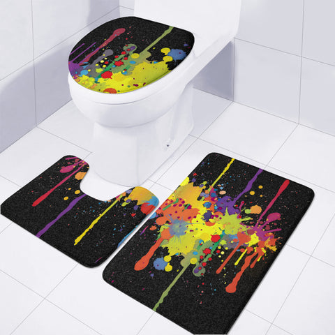 Image of Crazy Multicolored Double Running Splashes Toilet Three Pieces Set