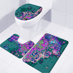 Abstract Bumpy Glass Multicolored Pattern 2 Toilet Three Pieces Set