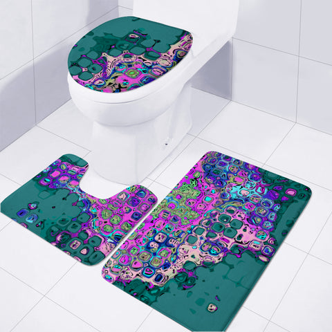 Image of Abstract Bumpy Glass Multicolored Pattern 2 Toilet Three Pieces Set