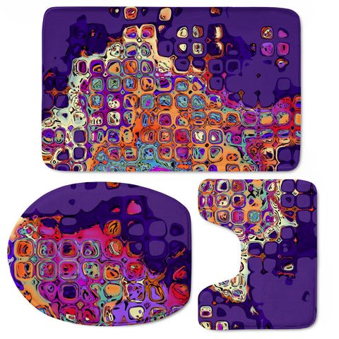 Image of Abstract Bumpy Glass Multicolored Pattern 1 Toilet Three Pieces Set