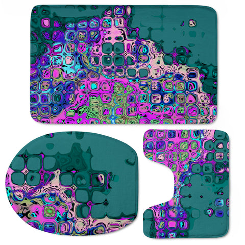 Image of Abstract Bumpy Glass Multicolored Pattern 2 Toilet Three Pieces Set