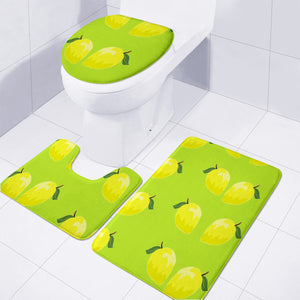 Yellow Lemon Fruit Pattern Toilet Three Pieces Set