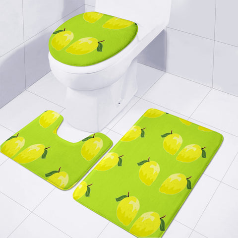 Image of Yellow Lemon Fruit Pattern Toilet Three Pieces Set