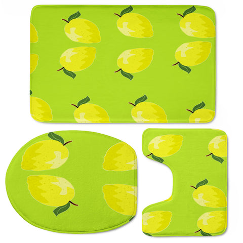 Image of Yellow Lemon Fruit Pattern Toilet Three Pieces Set