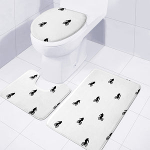 Riding Bike Motif Print Pattern Toilet Three Pieces Set