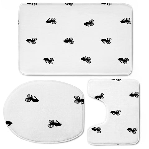 Image of Riding Bike Motif Print Pattern Toilet Three Pieces Set