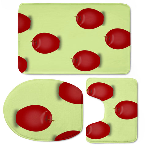 Image of Red Apple Fruit Pattern Toilet Three Pieces Set