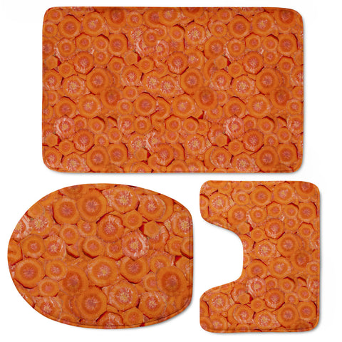 Image of Carrot Pieces Motif Print Pattern Toilet Three Pieces Set