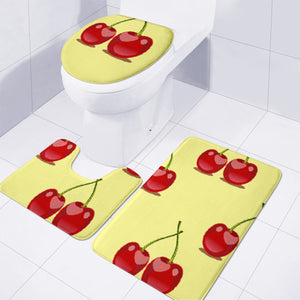 Red Cherry Fruit Pattern Toilet Three Pieces Set