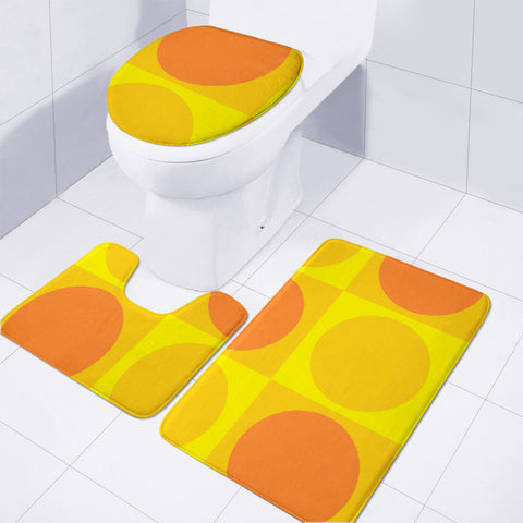 Image of Orange And Yellow Shapes Toilet Three Pieces Set