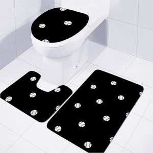 Black And White Baseball Motif Pattern Toilet Three Pieces Set