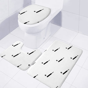 Black And White Cricket Sport Motif Print Pattern Toilet Three Pieces Set