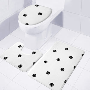 Black And White Baseball Print Pattern Toilet Three Pieces Set