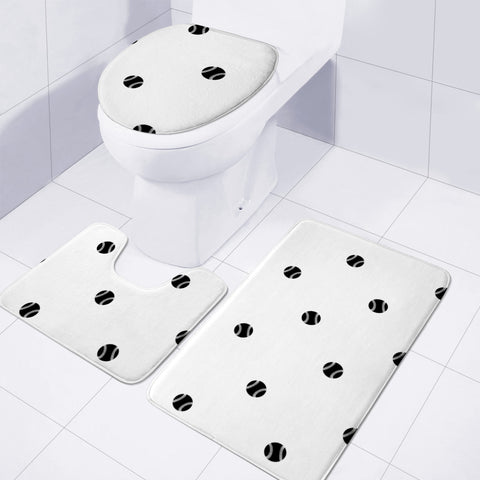 Image of Black And White Baseball Print Pattern Toilet Three Pieces Set