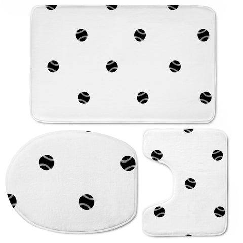 Image of Black And White Baseball Print Pattern Toilet Three Pieces Set