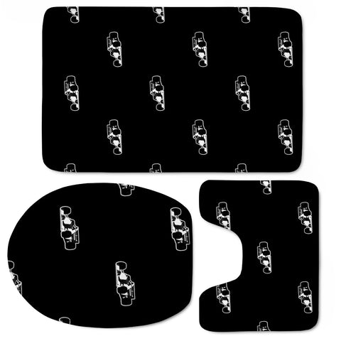 Image of Formula One Black And White Graphic Pattern Toilet Three Pieces Set