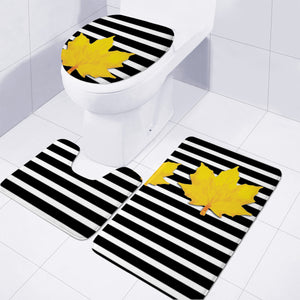 Yellow Leaves Striped Toilet Three Pieces Set