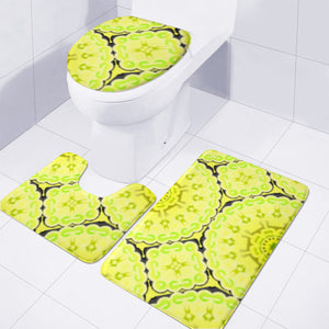 Yellow Floral Print Toilet Three Pieces Set