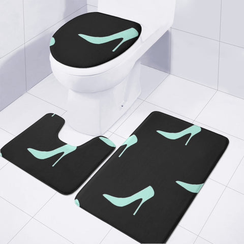 Image of Blue Heels Pattern Toilet Three Pieces Set