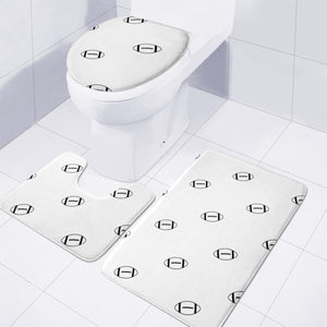 American Football Ball Motif Pattern Toilet Three Pieces Set