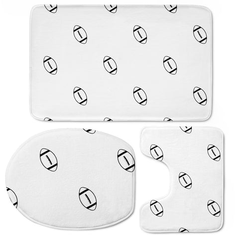 Image of American Football Ball Motif Pattern Toilet Three Pieces Set