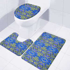 Gold And Blue Fancy Ornate Pattern Toilet Three Pieces Set